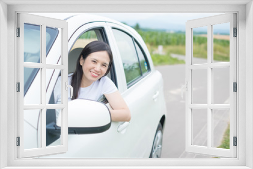 woman drive in the Furano