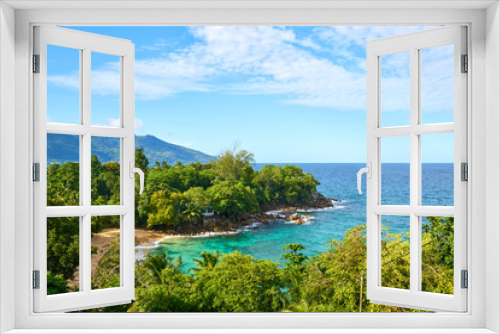 Fototapeta Naklejka Na Ścianę Okno 3D - Overlook of North Seychelles near vista do mar, Mahe island