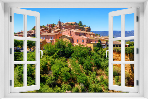 Fototapeta Naklejka Na Ścianę Okno 3D - Roussillon Old Town on the ochre Red Cliffs, Provence, France