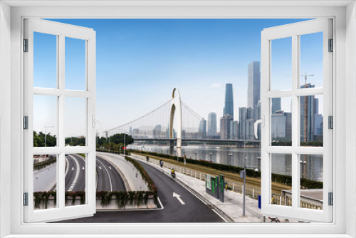 Fototapeta Naklejka Na Ścianę Okno 3D - Highway and city building in Guangzhou, China