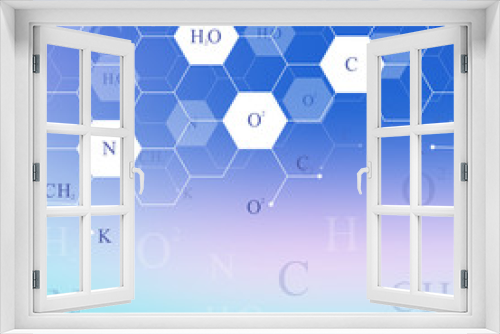 Scientific hexagonal chemistry pattern. Structure molecule DNA research as concept. Science and technology background communication. Medical scientific backdrop for your design, Illustration.