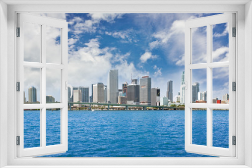 Fototapeta Naklejka Na Ścianę Okno 3D - Colorful panorama of Miami Florida downtown buildings