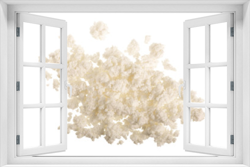 Fototapeta Naklejka Na Ścianę Okno 3D - Cottage cheese isolated on white background. Top view. Flat lay