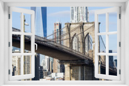 Fototapeta Naklejka Na Ścianę Okno 3D - Brooklyn Bridge and Freedom Tower