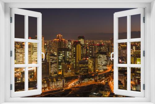 Fototapeta Naklejka Na Ścianę Okno 3D - Osaka night skyline