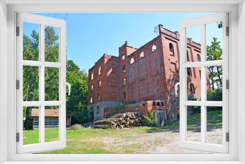 Fototapeta Naklejka Na Ścianę Okno 3D - View of the building of a mill of Gerdauen of 1909 of construction. Zheleznodorozhnyj, Kaliningrad region