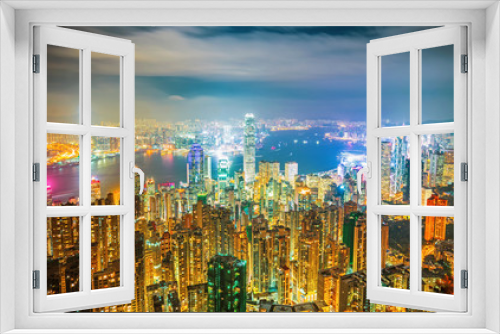 Fototapeta Naklejka Na Ścianę Okno 3D - Amazing view on Hong Kong city skyline from the Victoria peak, China
