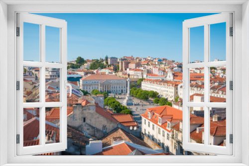 Fototapeta Naklejka Na Ścianę Okno 3D - Lisbonne Lisboa La place du Rossio Dom Pedro IV