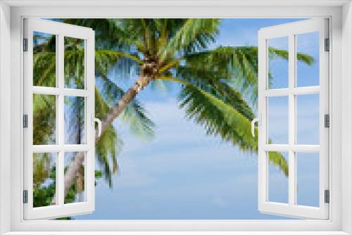 Fototapeta Naklejka Na Ścianę Okno 3D - Palme und Meer