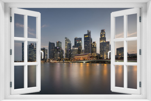 Fototapeta Naklejka Na Ścianę Okno 3D - Skyline of Sigapore Business District at Blue Hour