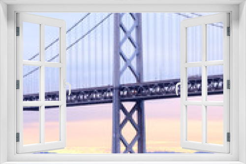 Fototapeta Naklejka Na Ścianę Okno 3D - Bay Bridge and Port of Oakland in the background, California, USA