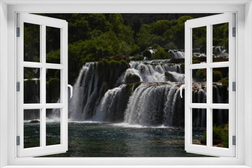 Fototapeta Naklejka Na Ścianę Okno 3D - Paradise landscape with waterfalls in Krka National Park in summer in Croatia