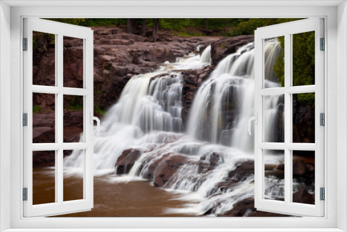 Fototapeta Naklejka Na Ścianę Okno 3D - Gooseberry Falls, waterfall on Gooseberry River by the North Shore of Lake Superior, Minnesota