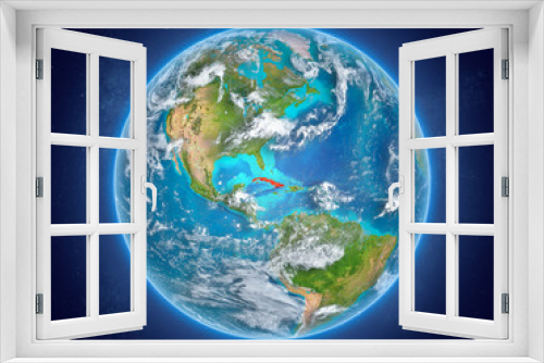 Fototapeta Naklejka Na Ścianę Okno 3D - Cuba on planet Earth in space
