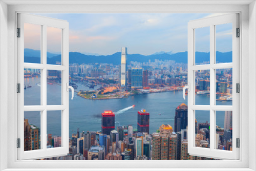 Fototapeta Naklejka Na Ścianę Okno 3D - Hong Kong skyline, View from Victoria Peak.