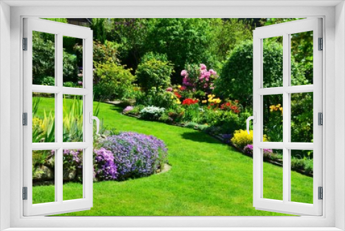Fototapeta Naklejka Na Ścianę Okno 3D - beautiful garden with perfect lawn 