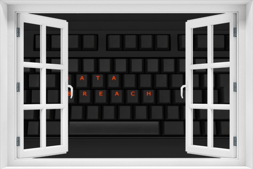 Close Up of Illuminated Glowing Keys on a Black Keyboard Spelling Data Breach 3d illustration	