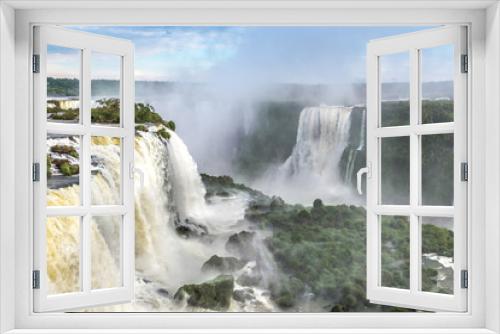 Fototapeta Naklejka Na Ścianę Okno 3D - Tourists at Iguassu Falls at Iguassu National Park, World Natural Heritage Site by UNESCO