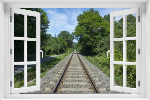 Fototapeta Naklejka Na Ścianę Okno 3D - Bahnschiene