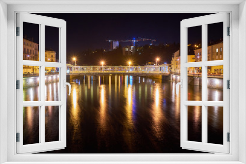 Fototapeta Naklejka Na Ścianę Okno 3D - Epinal Moselle River and Bridge Night Shot with Long Expose