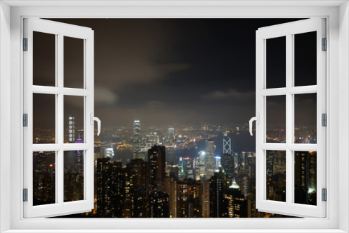 Fototapeta Naklejka Na Ścianę Okno 3D - 홍콩, 빅토리아 피크, 야경