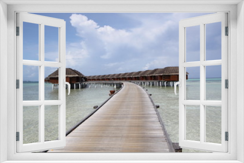 Fototapeta Naklejka Na Ścianę Okno 3D - Maldivas Overwater hotel