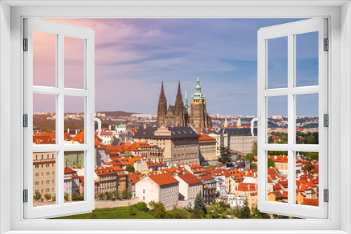Fototapeta Naklejka Na Ścianę Okno 3D - Prague Castle and Saint Vitus Cathedral, Czech Republic. Panoramic view