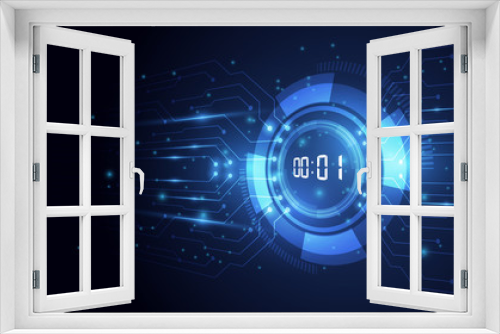 Fototapeta Naklejka Na Ścianę Okno 3D - Abstract Futuristic Technology Background with Digital number timer concept and countdown, vector transparent