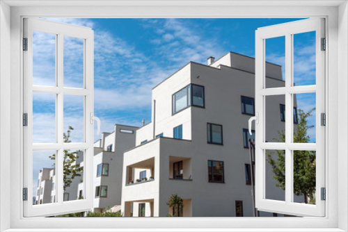 Fototapeta Naklejka Na Ścianę Okno 3D - Modern white townhouses seen in Berlin, Germany