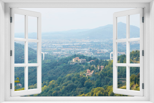 Fototapeta Naklejka Na Ścianę Okno 3D - Bergamo, Italy - August 18, 2017: Panoramic view of the city of Bergamo from the castle walls