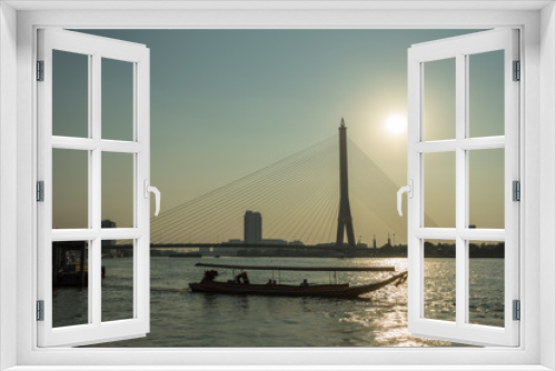 Fototapeta Naklejka Na Ścianę Okno 3D - ラマ８世橋・吊り橋・バンコク・King Rama VIII Bridge
