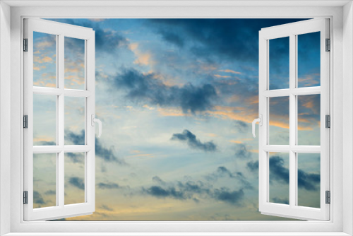 Beautiful clouds in a blue sky, top view.