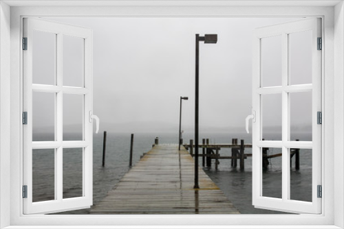 Fototapeta Naklejka Na Ścianę Okno 3D - Pier in rainy day