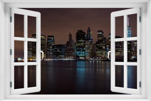 Fototapeta Naklejka Na Ścianę Okno 3D - Downtown Manhattan night view from Brooklyn Bridge park