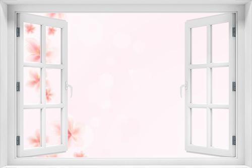 Fototapeta Naklejka Na Ścianę Okno 3D - Sakura flowers on Pink bokeh background. Apple-tree flowers. Cherry blossom. Vector