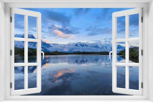 Fototapeta Naklejka Na Ścianę Okno 3D - Mont Blanc reflected in Cheserys Lake, Mont Blanc, France