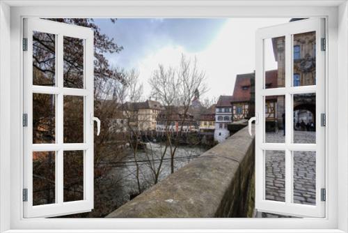 Fototapeta Naklejka Na Ścianę Okno 3D - Typical street and historical houses in the central city of Bamberg