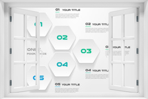 Honeycombs, gradient infographics step by step. Element of chart, graph, diagram with 5 options - parts, processes, timelines. Vector business template for presentation.Abstract background