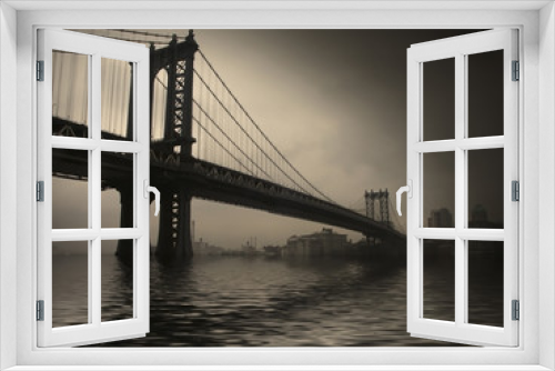Fototapeta Naklejka Na Ścianę Okno 3D - NYC Bridge. Manhattan