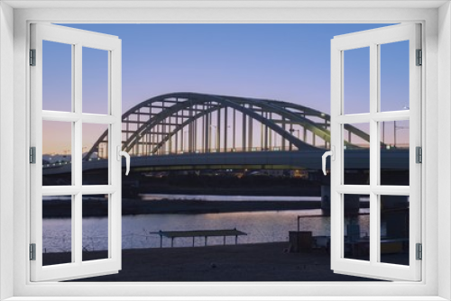 Fototapeta Naklejka Na Ścianę Okno 3D - Sunset sky and bridge