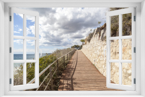 Fototapeta Naklejka Na Ścianę Okno 3D - Footpath, Cami de Ronda close to Mediterranean sea in Roda de Bera, Costa Dorada, Catalonia, Spain.