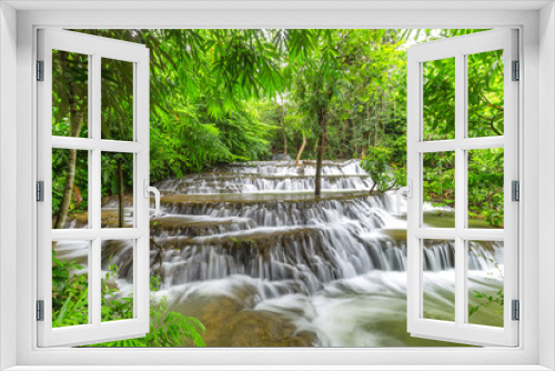 Fototapeta Naklejka Na Ścianę Okno 3D - Noppiboon waterfall in Tropical Rain Forest at  Sangkhlaburi , Kanchanaburi Province, Thailand