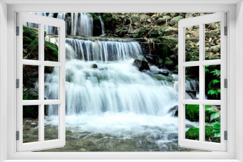 Fototapeta Naklejka Na Ścianę Okno 3D - Small forest waterfall