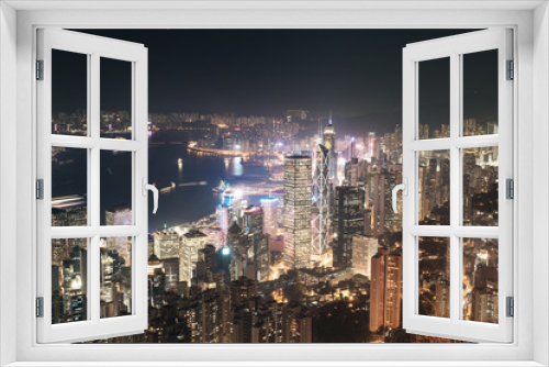 Fototapeta Naklejka Na Ścianę Okno 3D - cityscape of  hong kong night