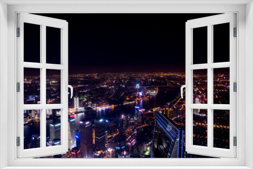 Fototapeta Naklejka Na Ścianę Okno 3D - Shanghai Skyscrapers at night