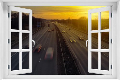 Fototapeta Naklejka Na Ścianę Okno 3D - Highway Traffic at Sunset