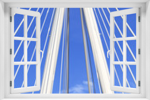 Fototapeta Naklejka Na Ścianę Okno 3D - Hungerford Bridge and Golden Jubilee Bridges on Thames River, details of construction,  London, United Kingdom.