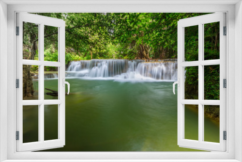 Fototapeta Naklejka Na Ścianę Okno 3D - Beautiful Huay Mae Kamin Waterfall in Khuean Srinagarindra National Park, Kanchanaburi Province. Thailand