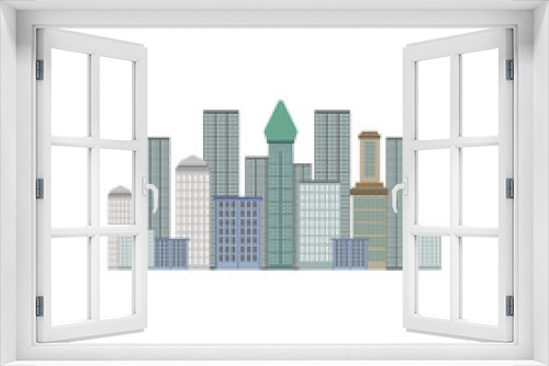 Fototapeta Naklejka Na Ścianę Okno 3D - Skyscrapers, New York City, Manhattan downtown vector Illustration on a white background