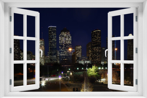 Fototapeta Naklejka Na Ścianę Okno 3D - Houston, Texas city center at night